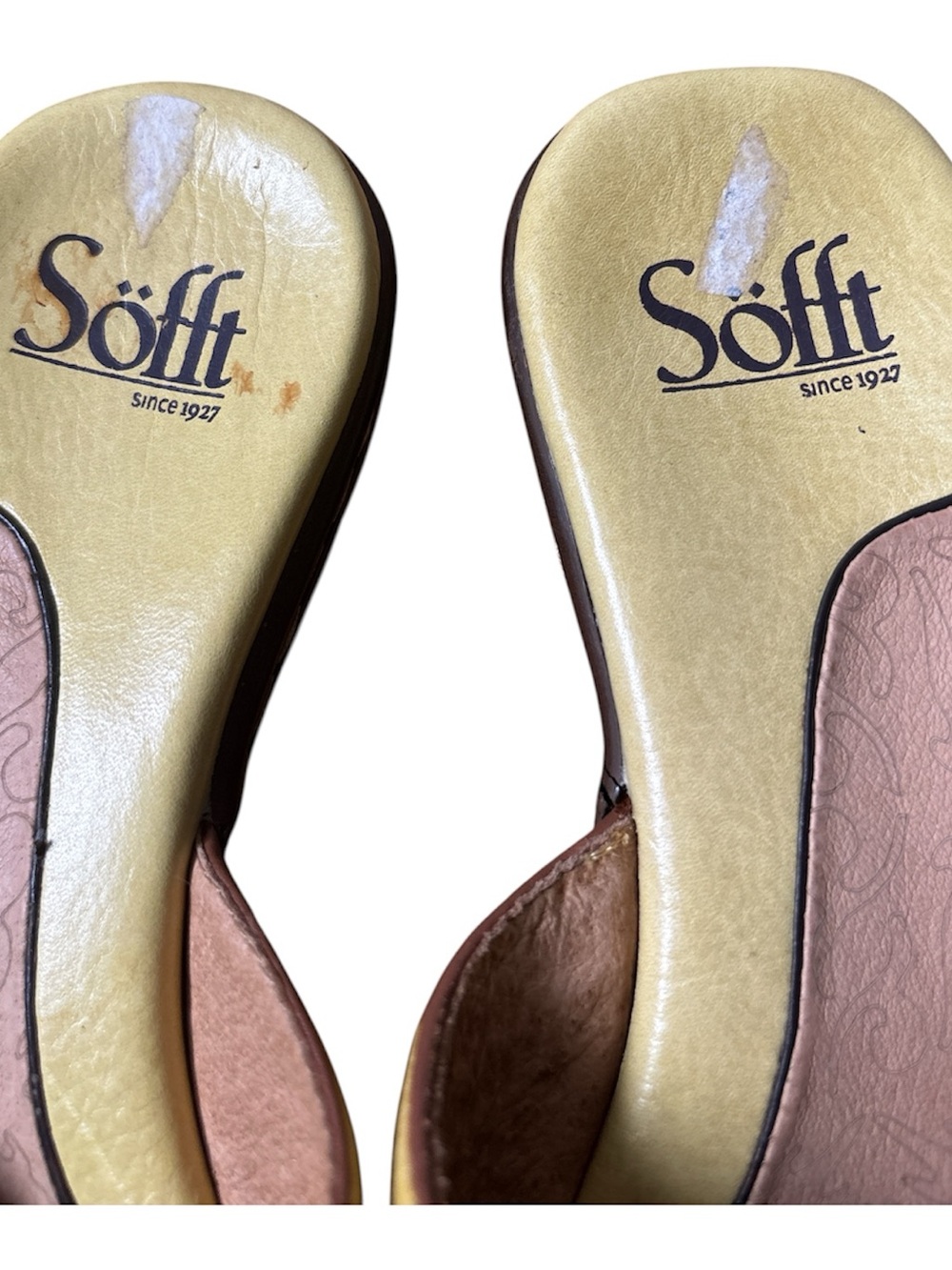 Sofft Women's Mustard Yellow Slide Sandals with Floral Accent - Picture 6 of 9